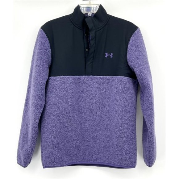 Under Armour Sherpa Sweater Fleece Pullover Golf Purple Men's‎ Medium NWT - Picture 1 of 9
